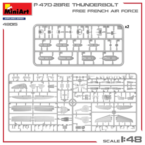 P-47D-28RE THUNDERBOLT FREE FRENCH AIR FORCE BASIC KIT 1:48 Miniart Kit Aerei Modellino