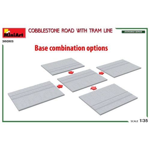 COBBLESTONE ROAD W/TRAM LINE KIT 1:35 Miniart Kit Diorami Modellino