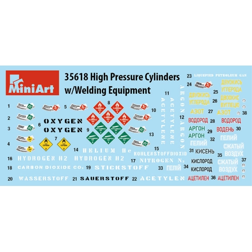HIGH PRESSURE CYLINDERS WITH WELDING EQUIPMENT KIT 1:35 Miniart Kit Diorami Modellino
