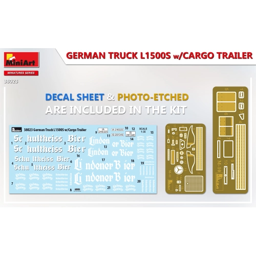 GERMAN TRUCK L1500S WITH CARGO TRAILER KIT 1:35 Miniart Kit Mezzi Militari Modellino