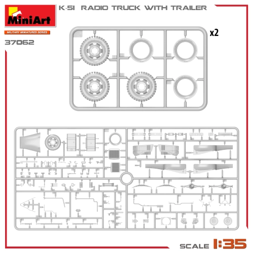K-51 RADIO TRUCK WITH TRAILER KIT 1:35 Miniart Kit Mezzi Militari Modellino