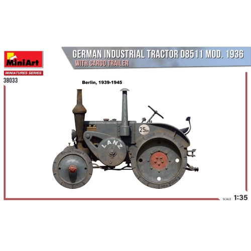GERMAN INDUSTRIAL TRACTOR D8511 MOD.1936 W/CARGO TRAILER KIT 1:35 Miniart Kit Mezzi Militari Modellino