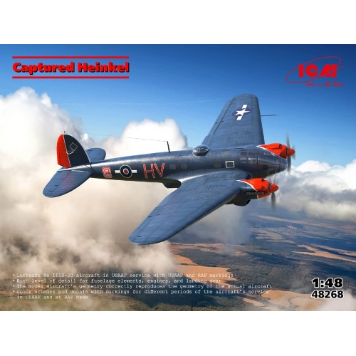 CAPTURED HEINKEL KIT 1:48 ICM Kit Aerei Modellino