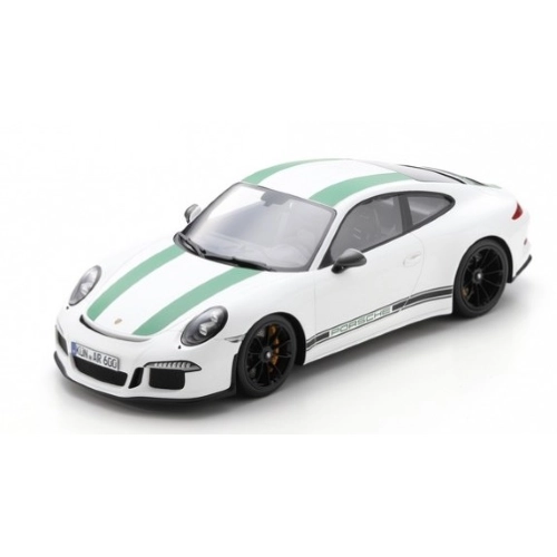 PORSCHE 911 R 2016 WHITE WITH GREEN STRIPES 1:12 Schuco Auto Stradali Modellino