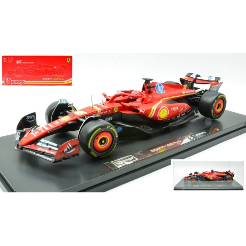 FERRARI SF-24 N.16 CHARLES LECLERC 2024 CON VETRINA 1:18 Burago Formula 1 Modellino