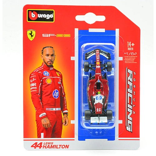 FERRARI SF-25 N.44 2025 LEWIS HAMILTON BLISTER 1:64 Burago Formula 1 Modellino
