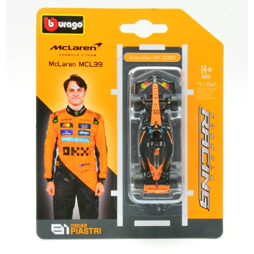 MCLAREN MCL39 N.81 2025 OSCAR PIASTRI BLISTER 1:64 Burago Formula 1 Modellino