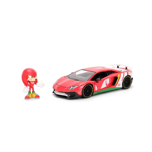 LAMBORGHINI AVENTADOR SV "KNUCKLES" WITH SONIC FIGURE 1:24 Jada Toys Movie Modellino