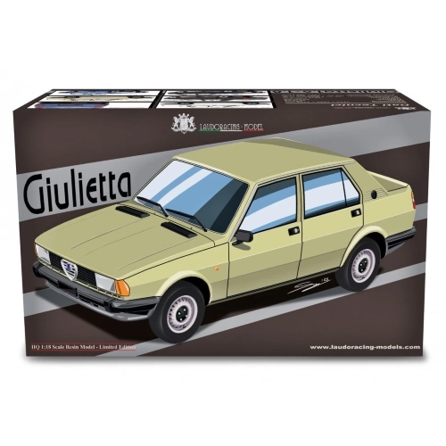 ALFA ROMEO GIULIETTA 1.6 1980 IVORY 1:18 Laudo Racing Auto Stradali Modellino