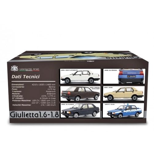 ALFA ROMEO GIULIETTA 1.6 1980 IVORY 1:18 Laudo Racing Auto Stradali Modellino