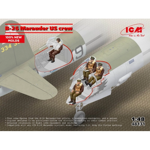 B-26 MARAUDER US CREW KIT 1:48 ICM Kit Figure Militari Modellino