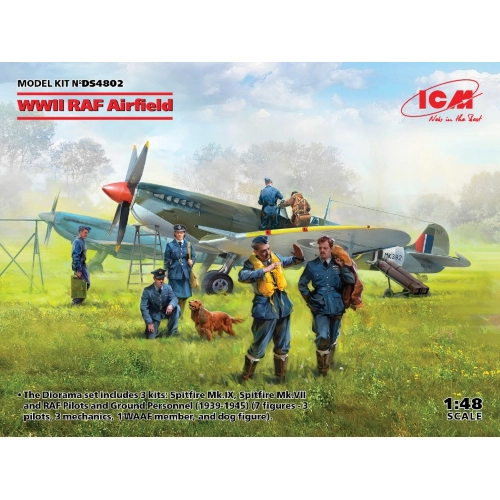 WWII RAF AIRFIELD SPITFIRE MK.IX - MK.VII KIT 1:48 ICM Kit Figure Militari Modellino