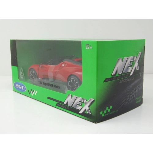 BUGATTI W16 MISTRAL 2023 RED 1:24 Welly Auto Stradali Modellino