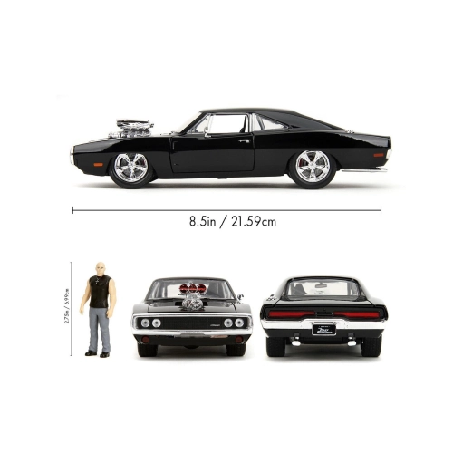 DODGE CHARGER 1970 FAST & FURIOUS WITH FIGURE BLACK 1:24 Jada Toys Movie Modellino