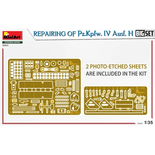 REPAIRING OF Pz.Kpfw.IV Ausf.H BIG SET KIT 1:35 Miniart Kit Mezzi Militari Modellino