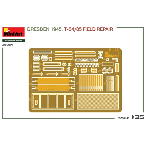 DRESDEN 1945 T-34/85 FIELD REPAIR KIT 1:35 Miniart Kit Mezzi Militari Modellino