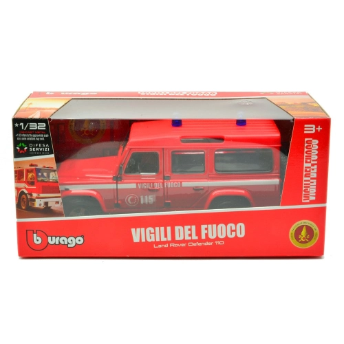 LAND ROVER DEFENDER LWB VIGILI DEL FUOCO 1:32 Burago Forze dell'Ordine Modellino