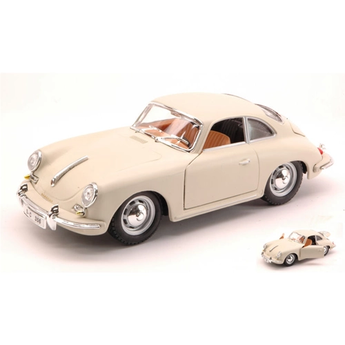 PORSCHE 356 B COUPE' 1961 WHITE-CREAM 1:24 Burago Auto Stradali Modellino