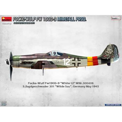 FOCKE-WULF FW 190D-9 MIMETALL PROD.BASIC KIT JAGDGESCHWADER 301 KIT 1:48 Miniart Kit Aerei Modellino