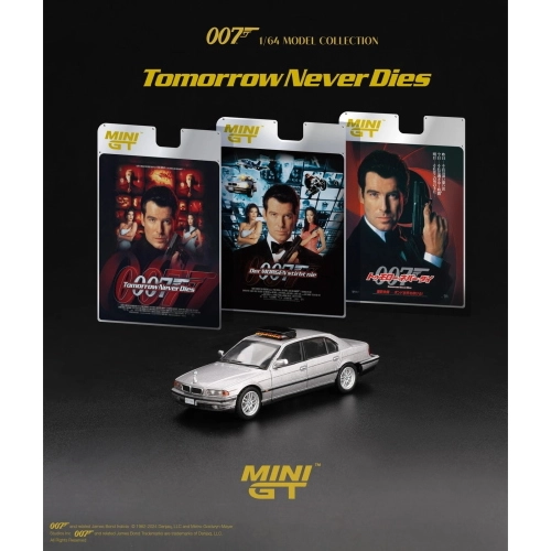 BMW 750 IL (E39) "007-TOMORROWNEVER DIES" 1997 1:64 Mini GT Movie Modellino