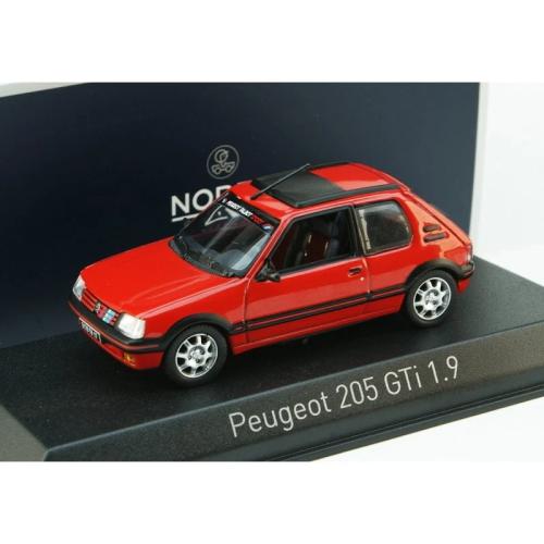 PEUGEOT 205 GTI 1.9 1991 VALLELUNGA RED WITH PTS DECO 1:43 Norev Auto Stradali Modellino