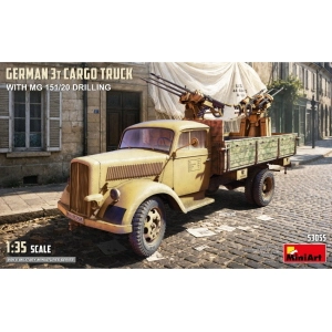 GERMAN 3T CARGO TRUCK WITH MG 151/20 DRILLING KIT 1:35 Miniart Kit Mezzi Militari Modellino