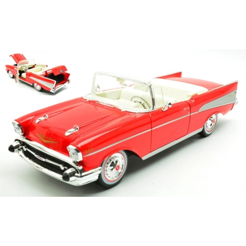 CHEVROLET BEL AIR CABRIO 1957 RED 1:18 Maisto Auto Stradali Modellino