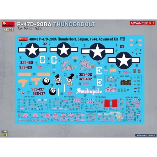 P-47D-20RA THUNDERBOLT SAIPAN 1944 ADVANCED KIT 1:48 Miniart Kit Aerei Modellino