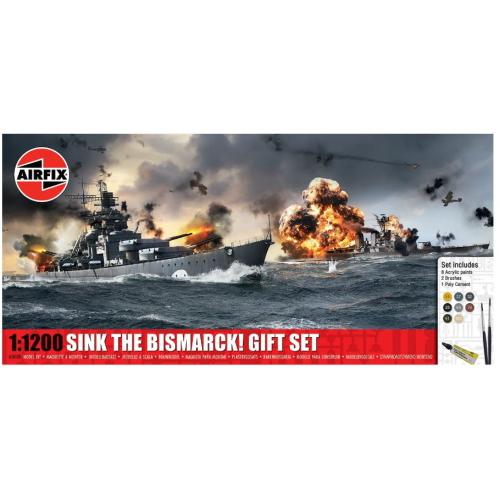 SINK THE BISMARK GIFT SET KIT 1:1200 Airfix Kit Navi Modellino